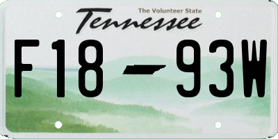 TN license plate F1893W