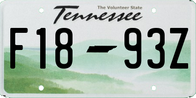 TN license plate F1893Z