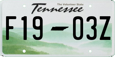 TN license plate F1903Z