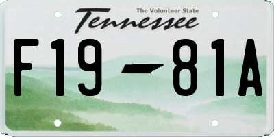 TN license plate F1981A