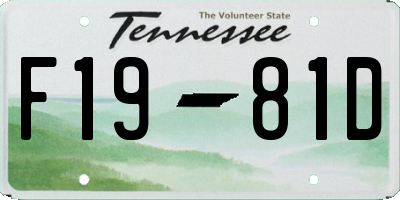 TN license plate F1981D