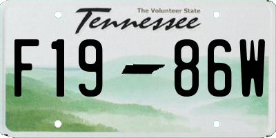 TN license plate F1986W