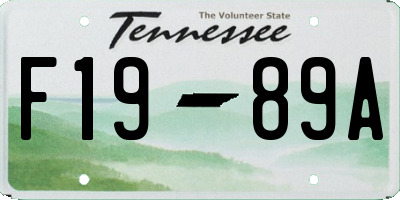 TN license plate F1989A