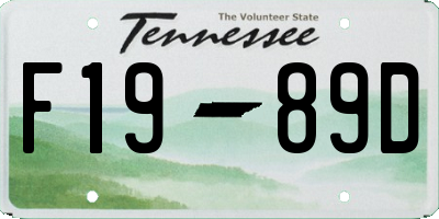 TN license plate F1989D