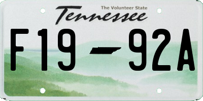 TN license plate F1992A