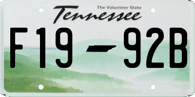 TN license plate F1992B