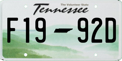 TN license plate F1992D