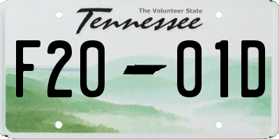 TN license plate F2001D