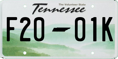 TN license plate F2001K