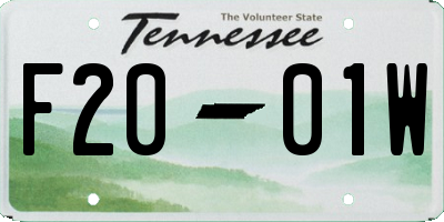 TN license plate F2001W