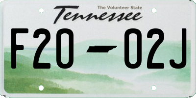 TN license plate F2002J