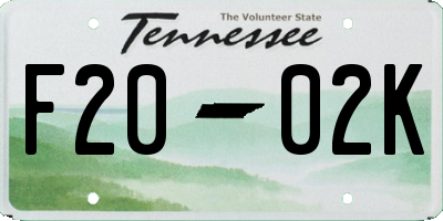 TN license plate F2002K