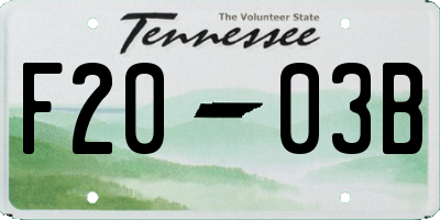 TN license plate F2003B