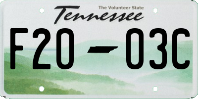 TN license plate F2003C