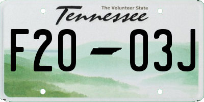 TN license plate F2003J