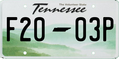 TN license plate F2003P