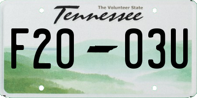 TN license plate F2003U