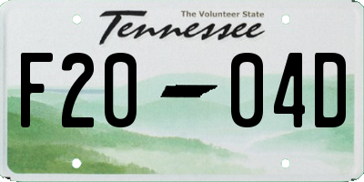 TN license plate F2004D