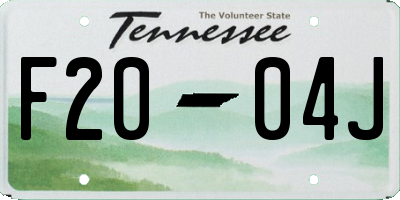 TN license plate F2004J
