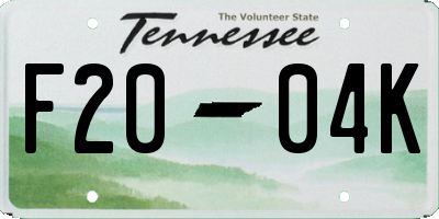 TN license plate F2004K