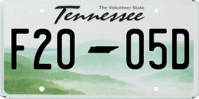 TN license plate F2005D