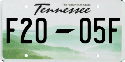TN license plate F2005F