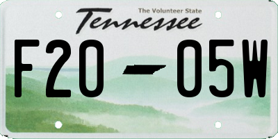 TN license plate F2005W