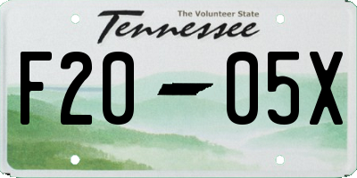 TN license plate F2005X