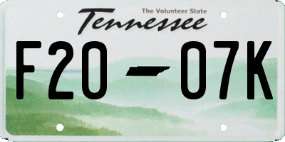 TN license plate F2007K