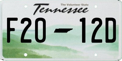 TN license plate F2012D