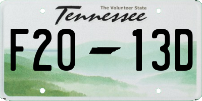 TN license plate F2013D
