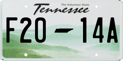 TN license plate F2014A