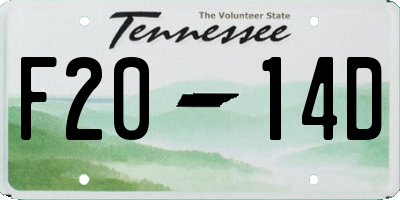 TN license plate F2014D