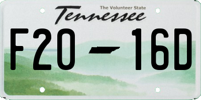 TN license plate F2016D