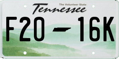 TN license plate F2016K