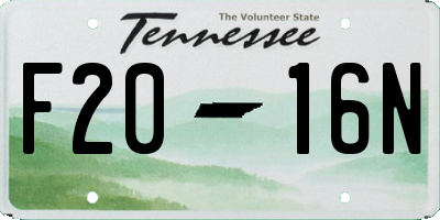 TN license plate F2016N