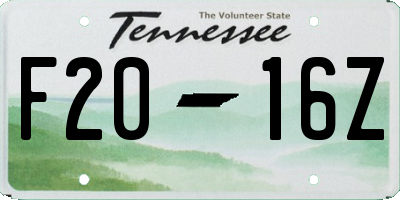 TN license plate F2016Z