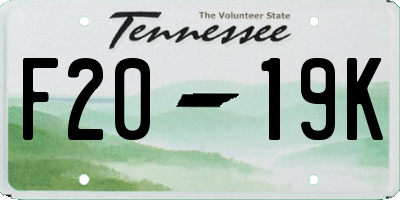 TN license plate F2019K