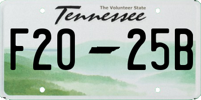 TN license plate F2025B
