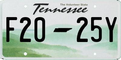 TN license plate F2025Y