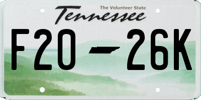 TN license plate F2026K