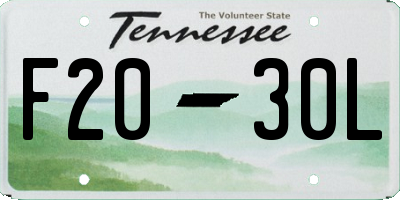 TN license plate F2030L