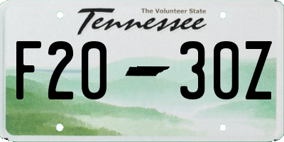 TN license plate F2030Z