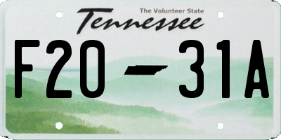 TN license plate F2031A