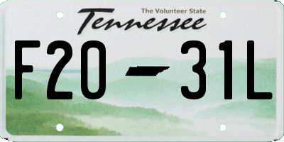 TN license plate F2031L