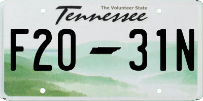 TN license plate F2031N