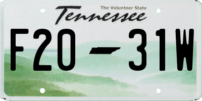 TN license plate F2031W