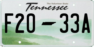 TN license plate F2033A