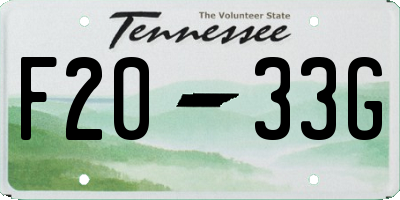 TN license plate F2033G