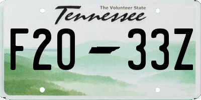 TN license plate F2033Z